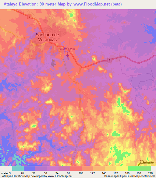 Atalaya,Panama Elevation Map
