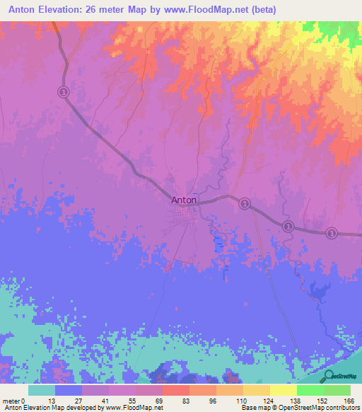 Anton,Panama Elevation Map