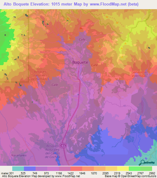 Alto Boquete,Panama Elevation Map