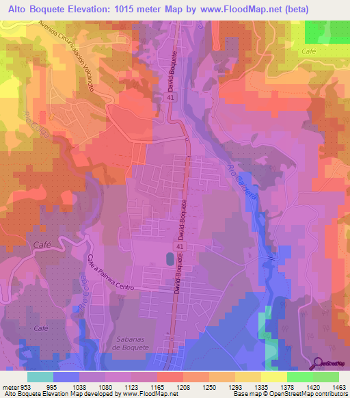 Alto Boquete,Panama Elevation Map