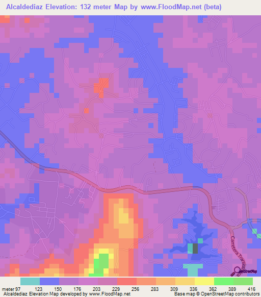 Alcaldediaz,Panama Elevation Map