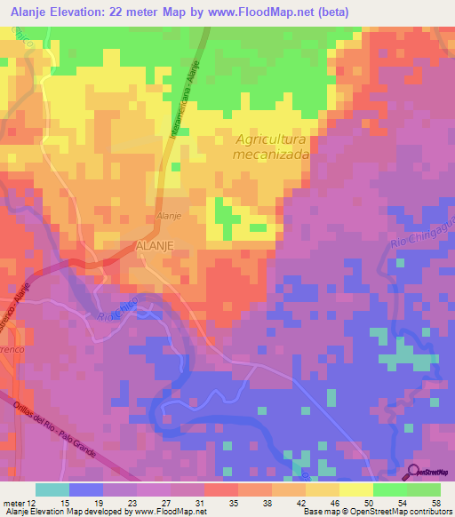 Alanje,Panama Elevation Map
