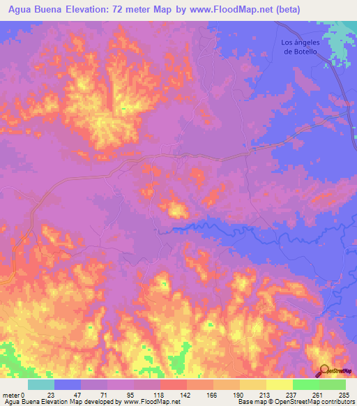 Agua Buena,Panama Elevation Map
