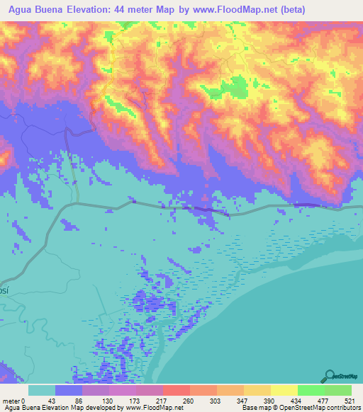 Agua Buena,Panama Elevation Map