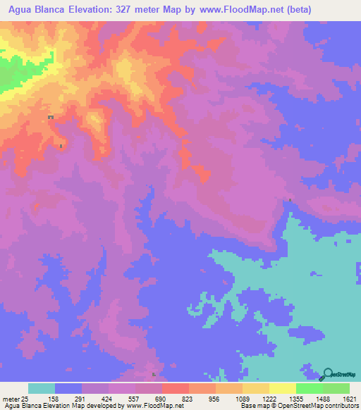 Agua Blanca,Panama Elevation Map