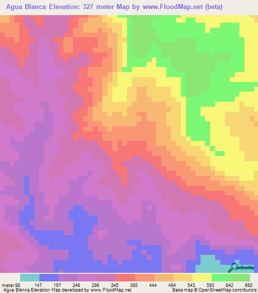 Agua Blanca,Panama Elevation Map