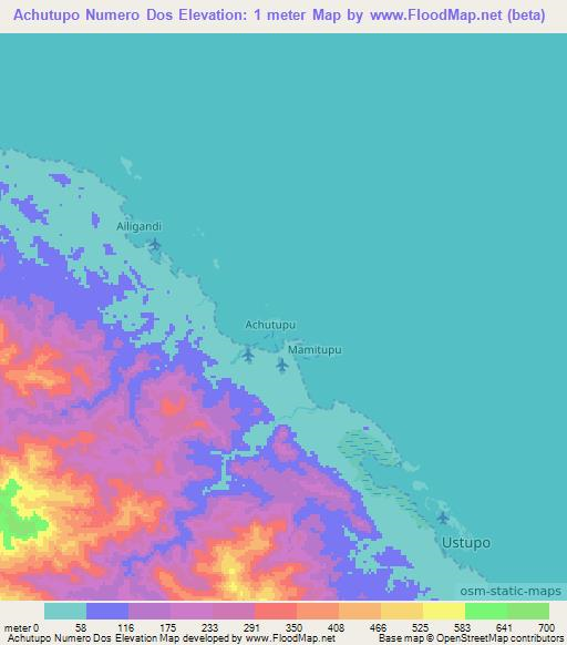 Achutupo Numero Dos,Panama Elevation Map