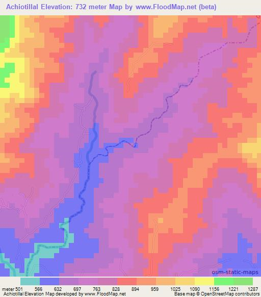 Achiotillal,Panama Elevation Map