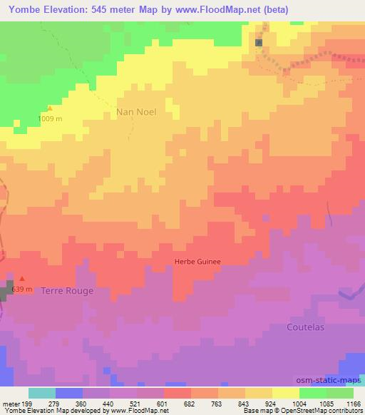Yombe,Haiti Elevation Map