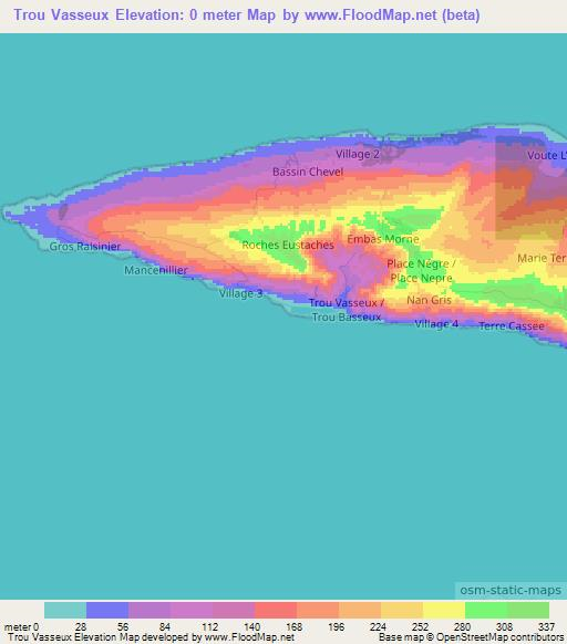 Trou Vasseux,Haiti Elevation Map