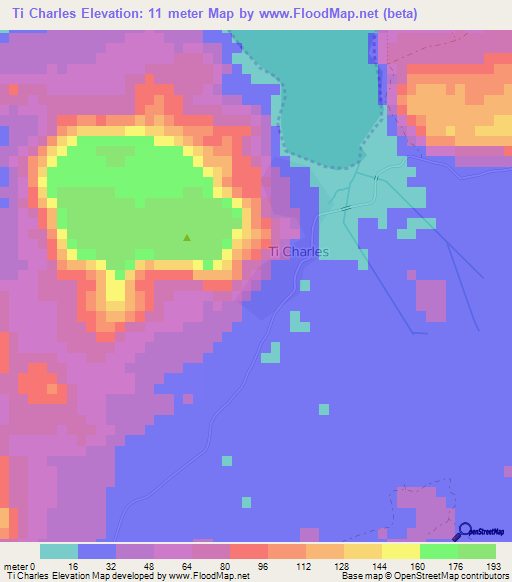 Ti Charles,Haiti Elevation Map