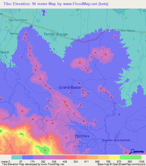 Tibo,Haiti Elevation Map