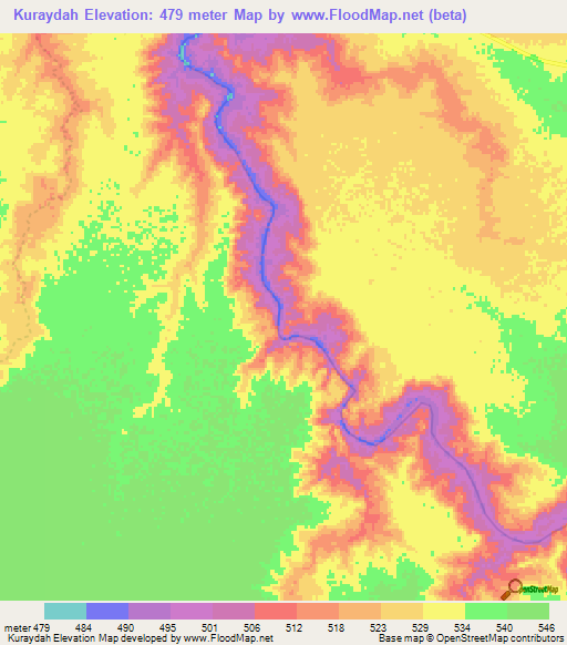 Kuraydah,Sudan Elevation Map