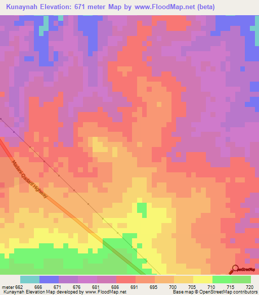 Kunaynah,Sudan Elevation Map
