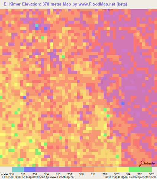 El Kimer,Sudan Elevation Map