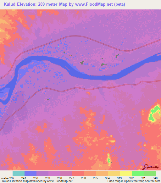 Kulud,Sudan Elevation Map