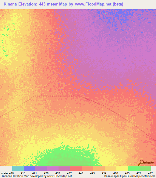 Kinana,Sudan Elevation Map