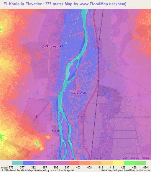 El Khuleila,Sudan Elevation Map