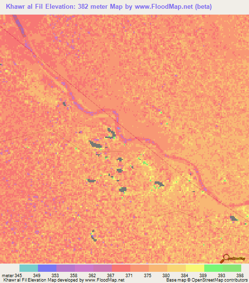 Khawr al Fil,Sudan Elevation Map