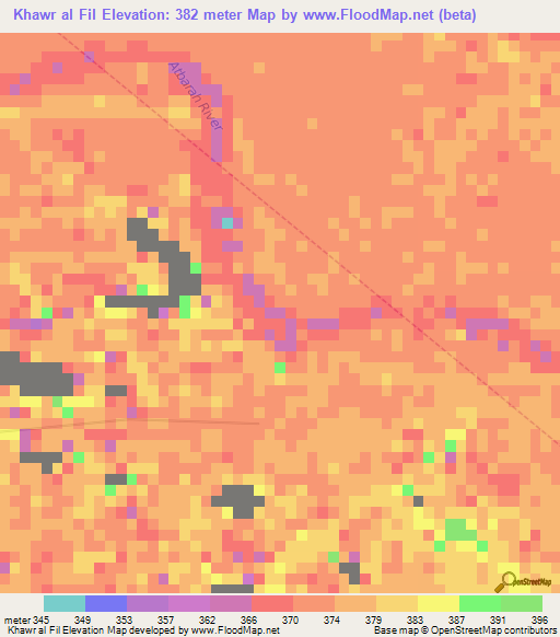 Khawr al Fil,Sudan Elevation Map