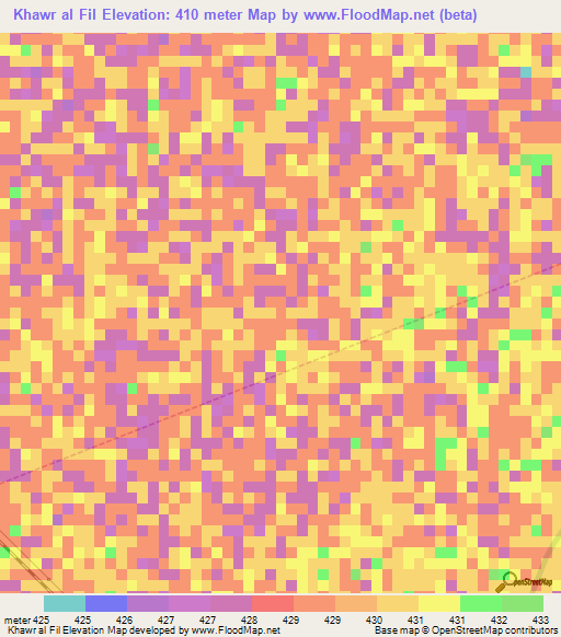 Khawr al Fil,Sudan Elevation Map