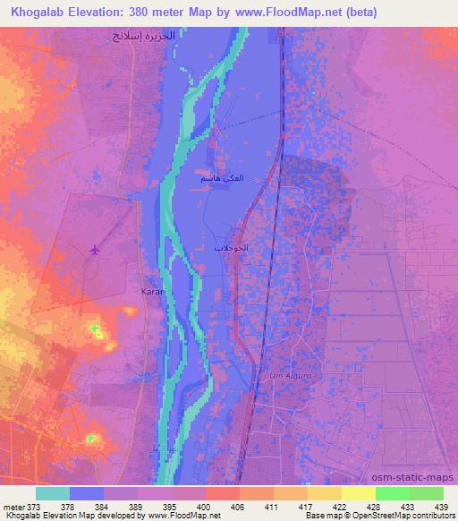 Khogalab,Sudan Elevation Map