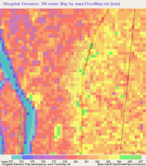 Khogalab,Sudan Elevation Map