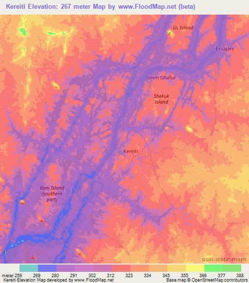 Kereiti,Sudan Elevation Map