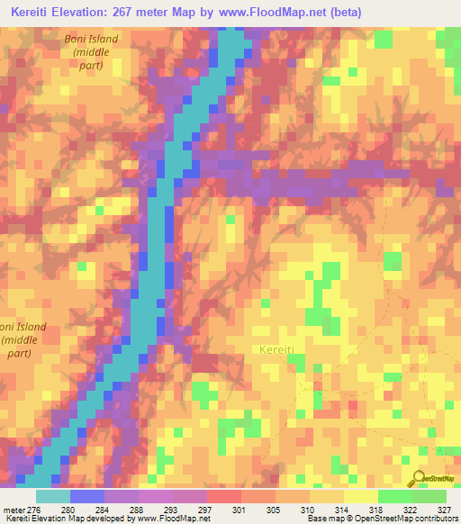 Kereiti,Sudan Elevation Map