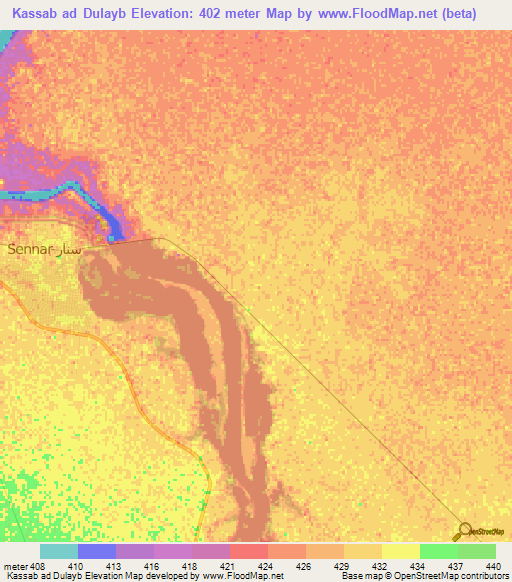 Kassab ad Dulayb,Sudan Elevation Map