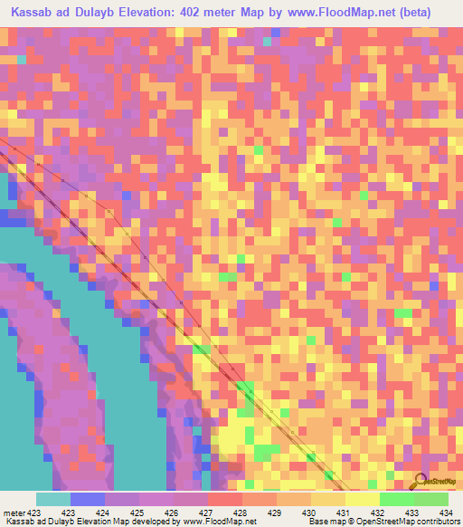 Kassab ad Dulayb,Sudan Elevation Map