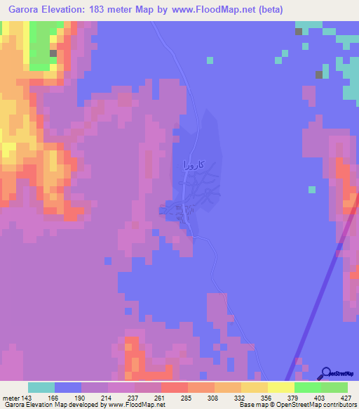 Garora,Sudan Elevation Map