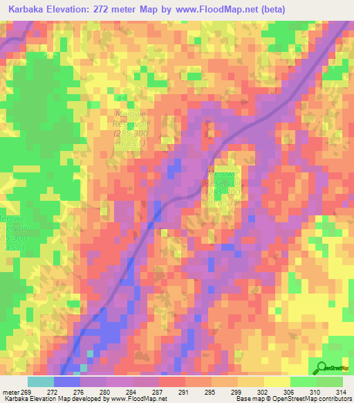 Karbaka,Sudan Elevation Map