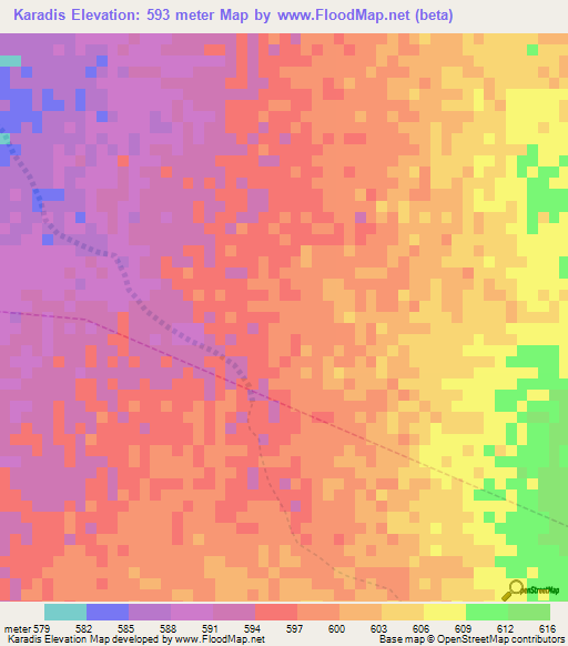 Karadis,Sudan Elevation Map