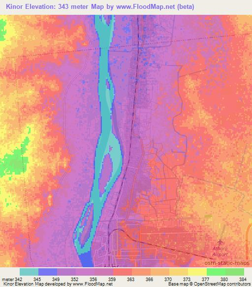 Kinor,Sudan Elevation Map