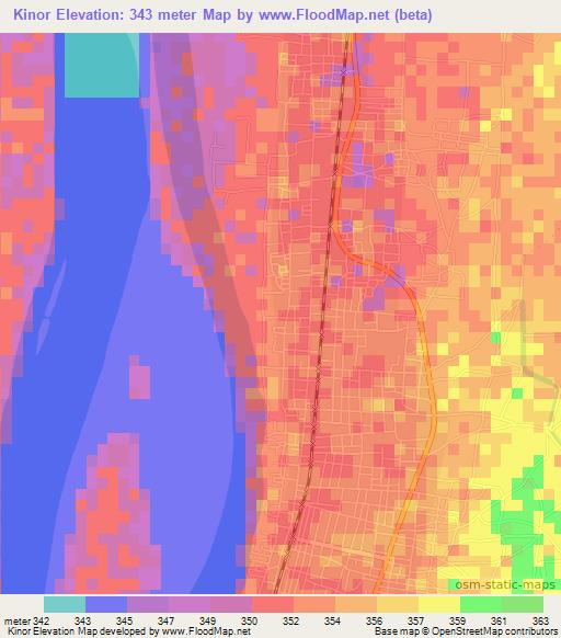 Kinor,Sudan Elevation Map