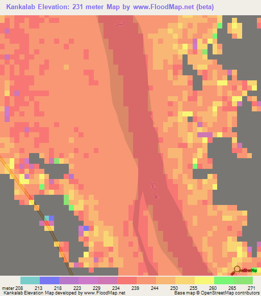 Kankalab,Sudan Elevation Map