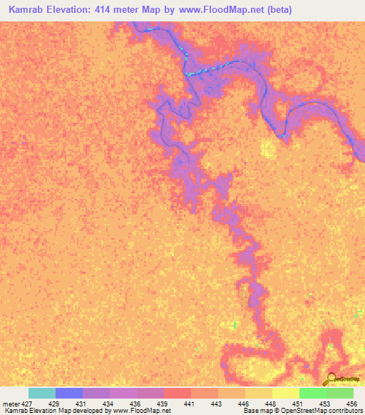 Kamrab,Sudan Elevation Map