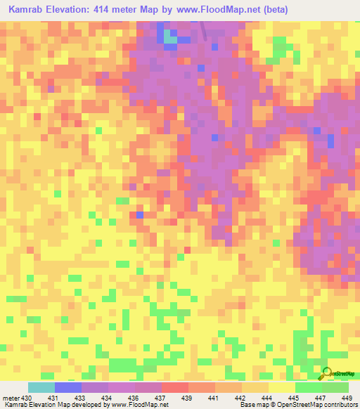Kamrab,Sudan Elevation Map