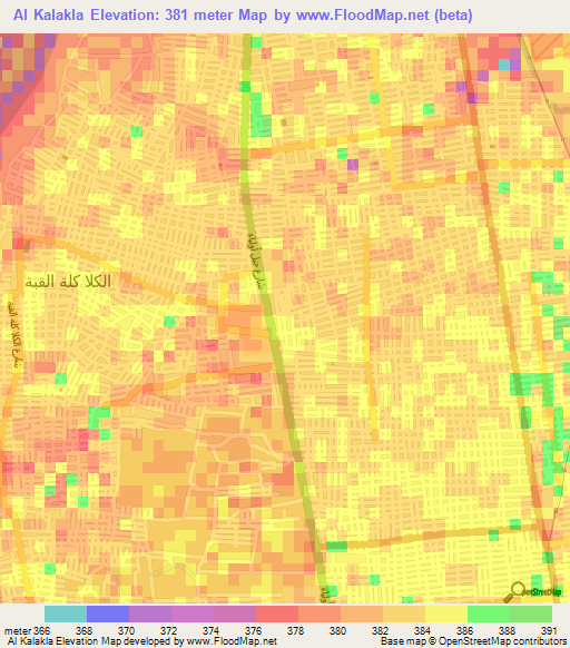 Al Kalakla,Sudan Elevation Map