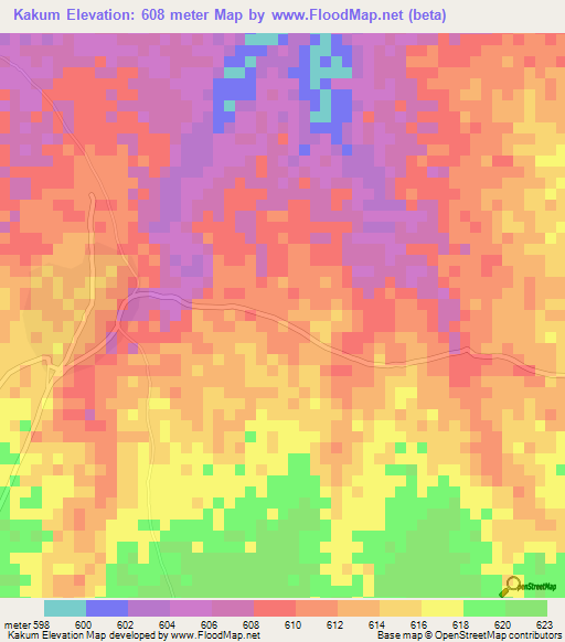 Kakum,Sudan Elevation Map