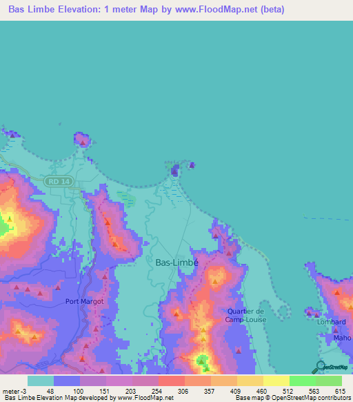 Bas Limbe,Haiti Elevation Map