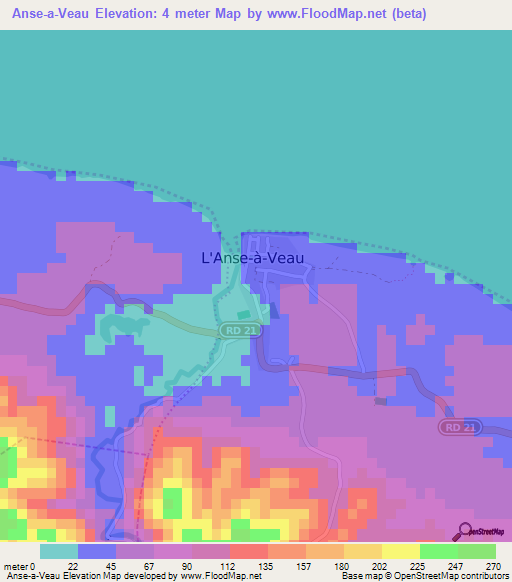Anse A Veau Haiti Map Elevation Of Anse-A-Veau,Haiti Elevation Map, Topography, Contour