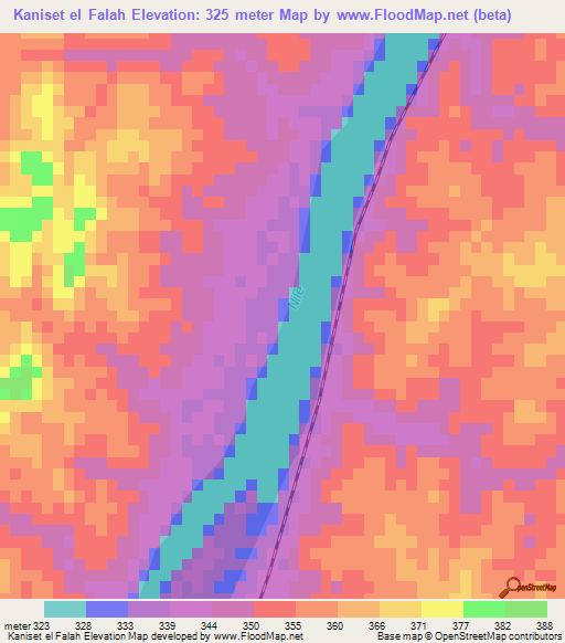 Kaniset el Falah,Sudan Elevation Map