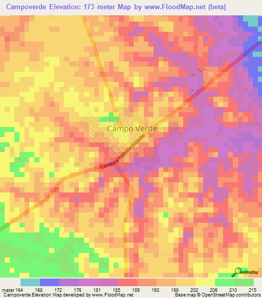 Campoverde,Peru Elevation Map