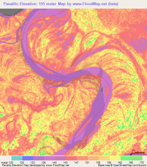 Panaillo,Peru Elevation Map