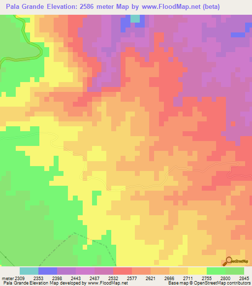 Pala Grande,Guatemala Elevation Map