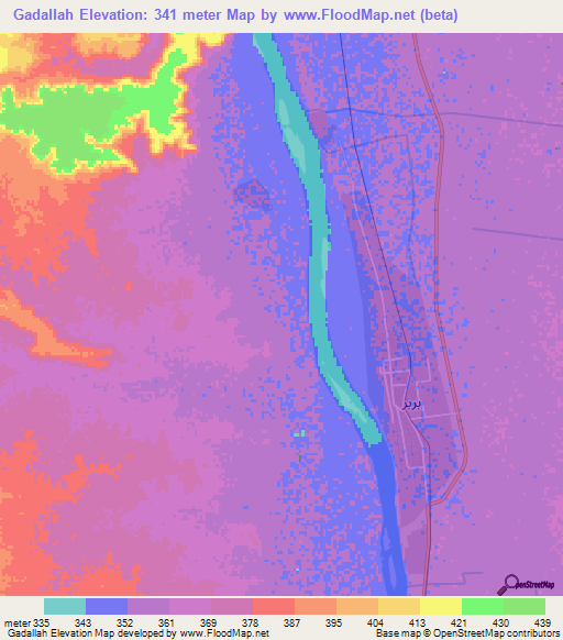 Gadallah,Sudan Elevation Map