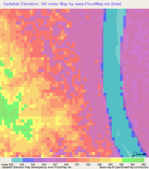 Gadallah,Sudan Elevation Map