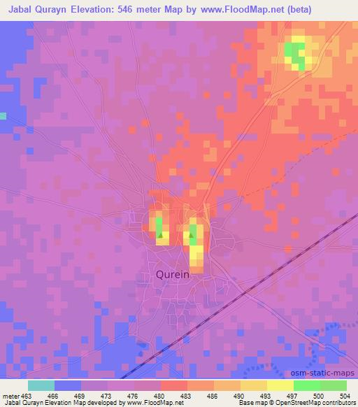 Jabal Qurayn,Sudan Elevation Map